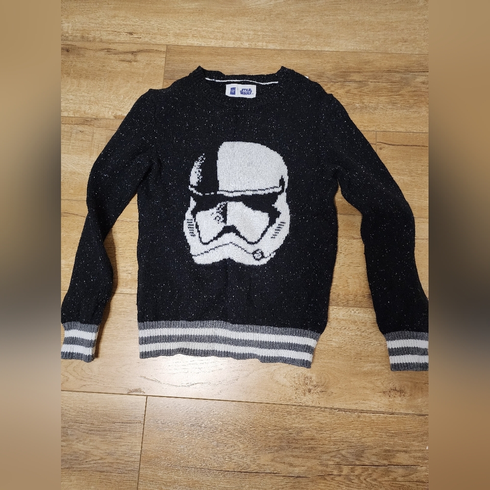 Gap STAR WARS Sweater Darth Vader Intarsia Kids M 8-9 Cotton Wool Star Night